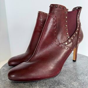 Vince Camuto Burgundy Ankle Boots with Studded Detail